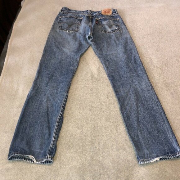 Vintage LEVIS 501 Straight Leg Button Fly Med Stonewash Denim Jeans Sz 34 - Picture 8 of 13
